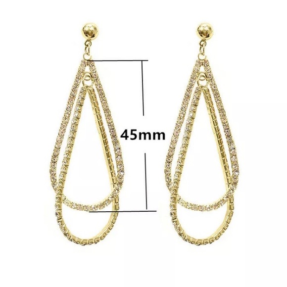 NEW 18K YELLOW GOLD DIAMOND DROP EARRINGS - Picture 3 of 6
